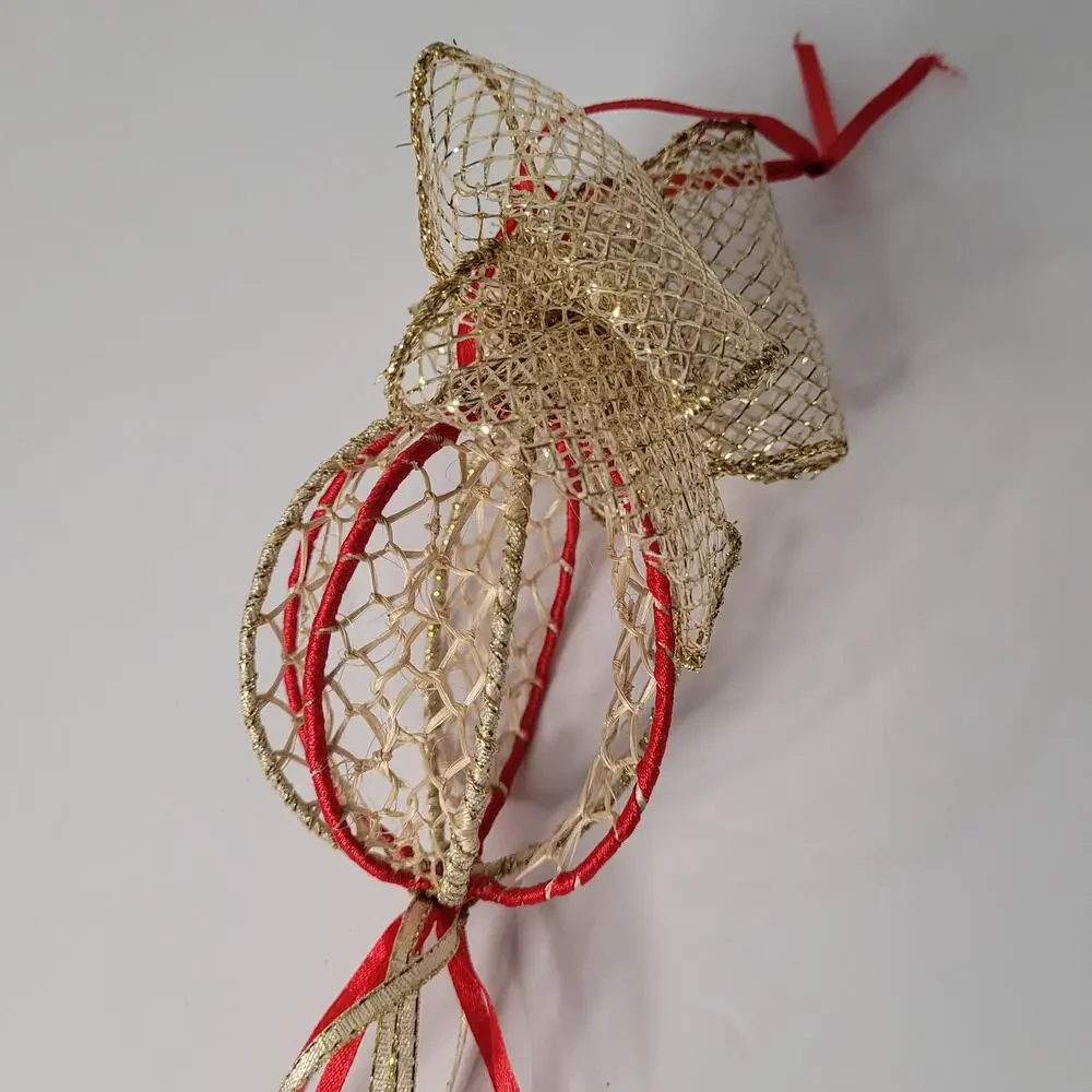 Festive Ornament with Gold Ribbon and Tassels